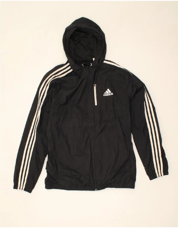 Men's Coats for Big and TallADIDAS Mens Hooded Rain Jacket UK 40 Large Black Polyester