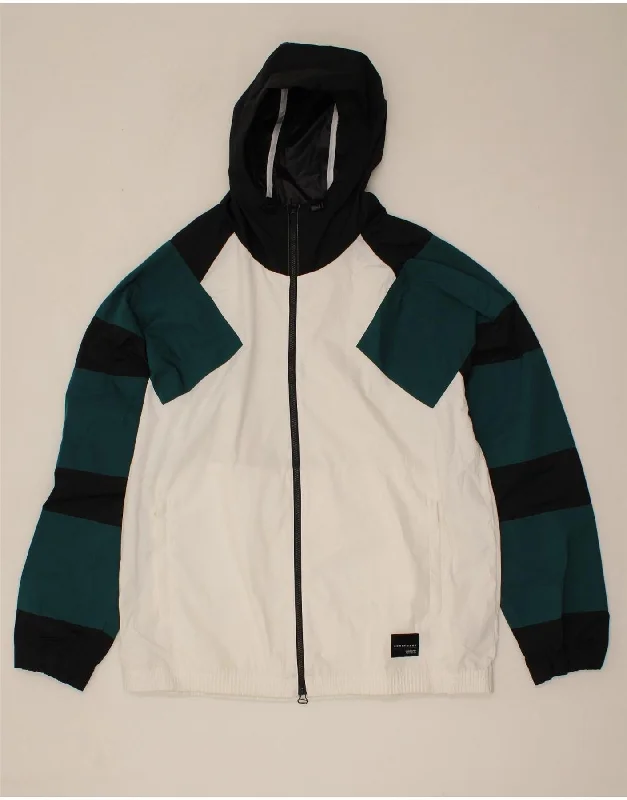 Durable Men's Car CoatsADIDAS Mens Hooded Rain Jacket UK 42 XL White Colourblock Polyester