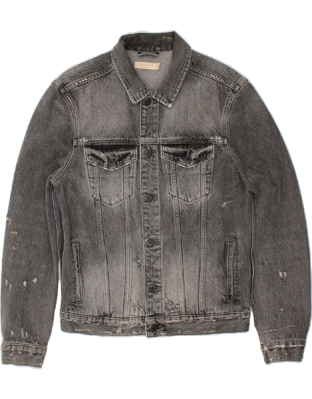 Men's Coats for Casual WearALL SAINTS Mens Denim Jacket UK 38 Medium Grey Cotton