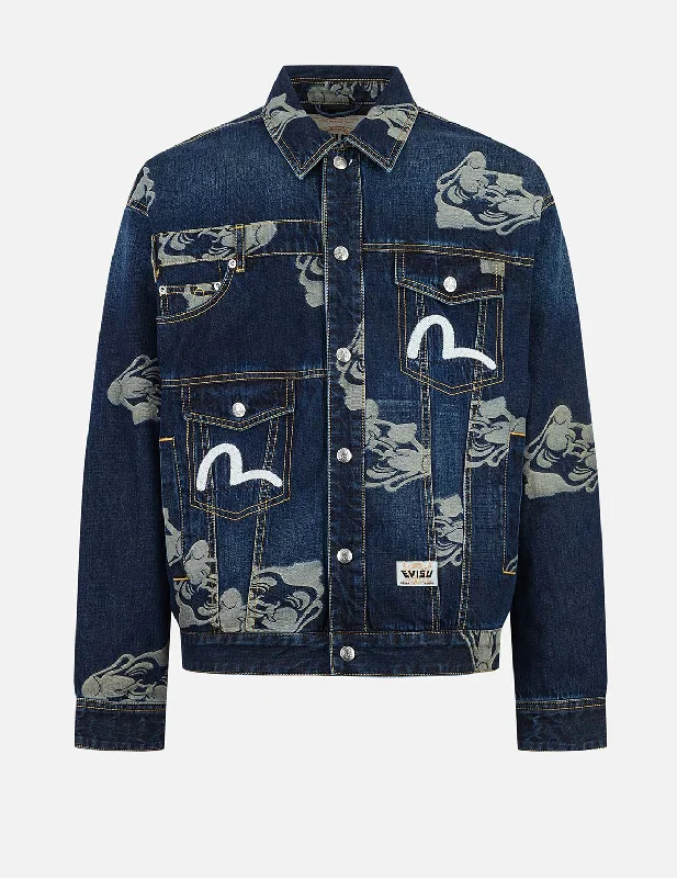 Men's Coats for SnowboardingAllover Godhead Jacquard and Seagull Embroidery Loose Fit Deconstructive Denim Jacket Men's Coats for SnowboardingAllover Godhead Jacquard and Seagull Embroidery Loose Fit Deconstructive Denim Jacket