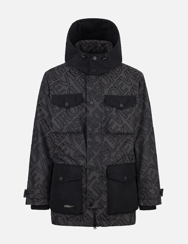 Men's Coats for Ice FishingAllover Logo Jacquard and Multi Pocket Relax Fit Jacket Men's Coats for Ice FishingAllover Logo Jacquard and Multi Pocket Relax Fit Jacket