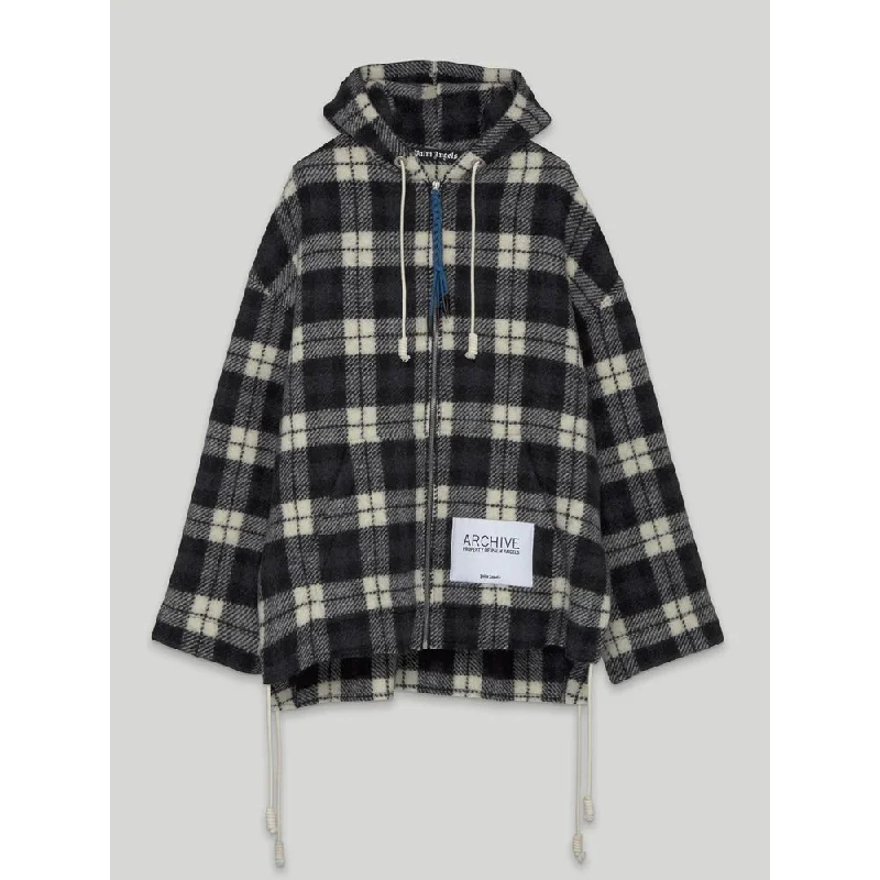 Men's Coats with Vintage StyleArchival Check Cashmere Hooded Jacket