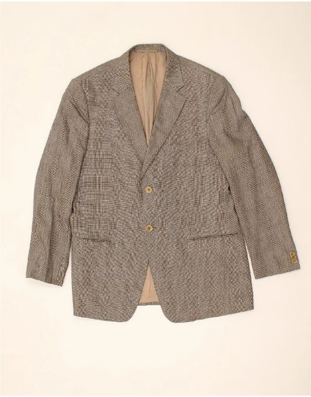 Men's Coats for LayeringARMANI COLLEZIONI Mens 2 Button Blazer Jacket IT 52 XL Grey Check Wool