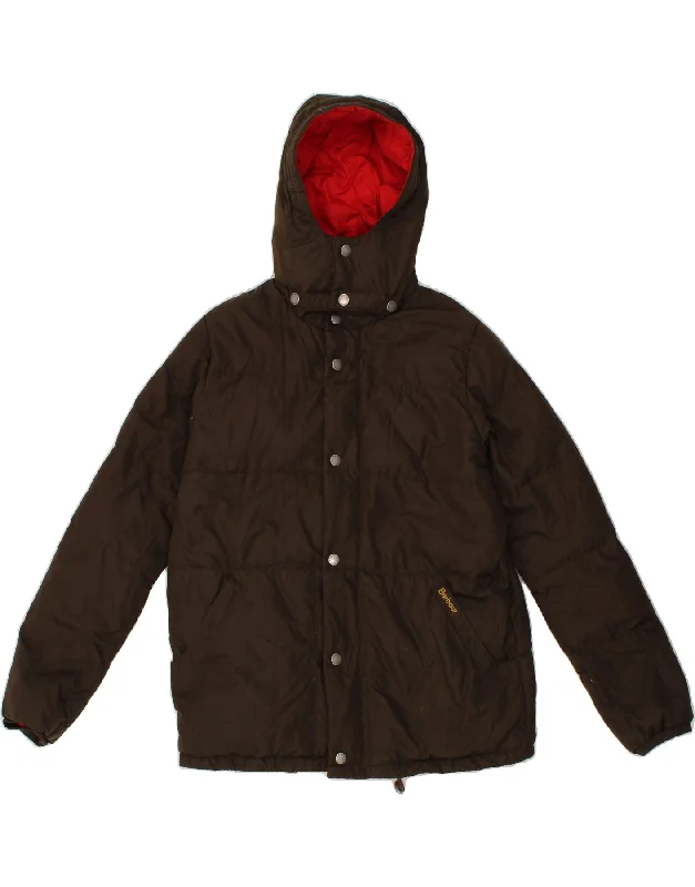 Men's Coats with Fur TrimBARBOUR Boys Hooded Padded Jacket 12-13 Years XL Brown Polyester
