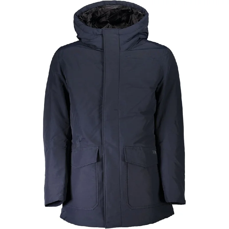 Elegant Men's Wool CoatsBlue Cotton Jacket