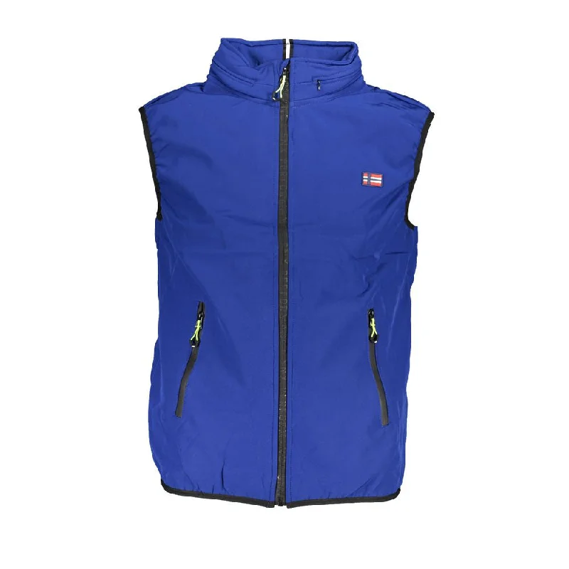 Luxurious Men's Cashmere CoatsBlue Polyester Jacket