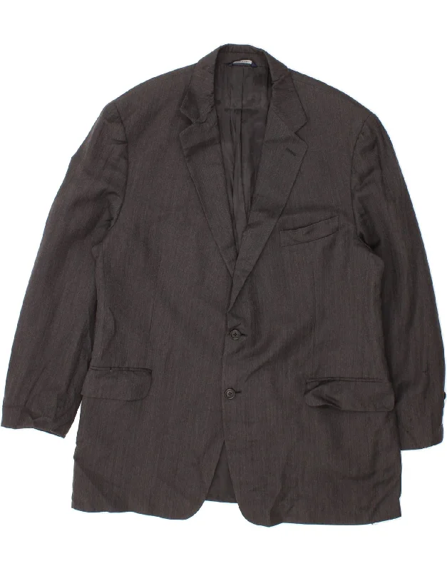 Fashionable Men's Denim JacketsBROOKS BROTHERS Mens 2 Button Blazer Jacket IT 54 2XL Grey Wool