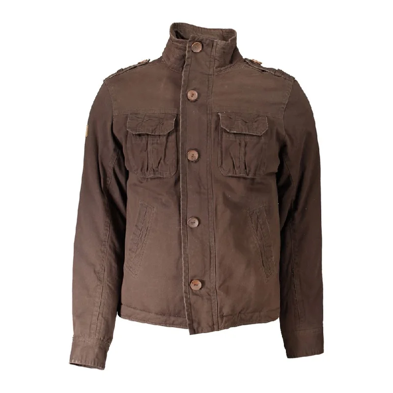 Classic Men's Trench CoatsBrown Polyester Jacket