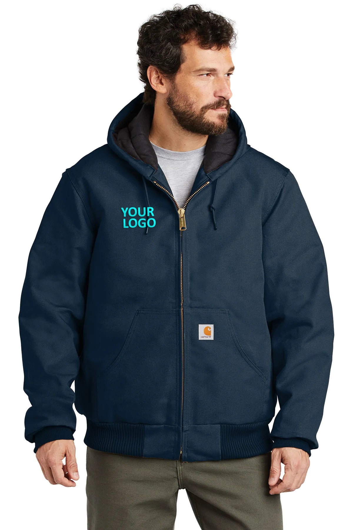 Men's Coats with HoodsCarhartt Flannel-Lined Duck Custom Jackets, Dark Navy