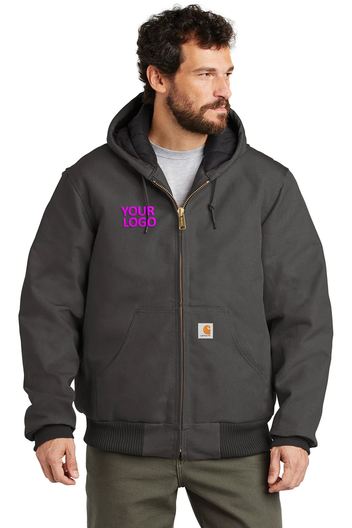 Men's Coats for Big and TallCarhartt Flannel-Lined Duck Custom Jackets, Gravel