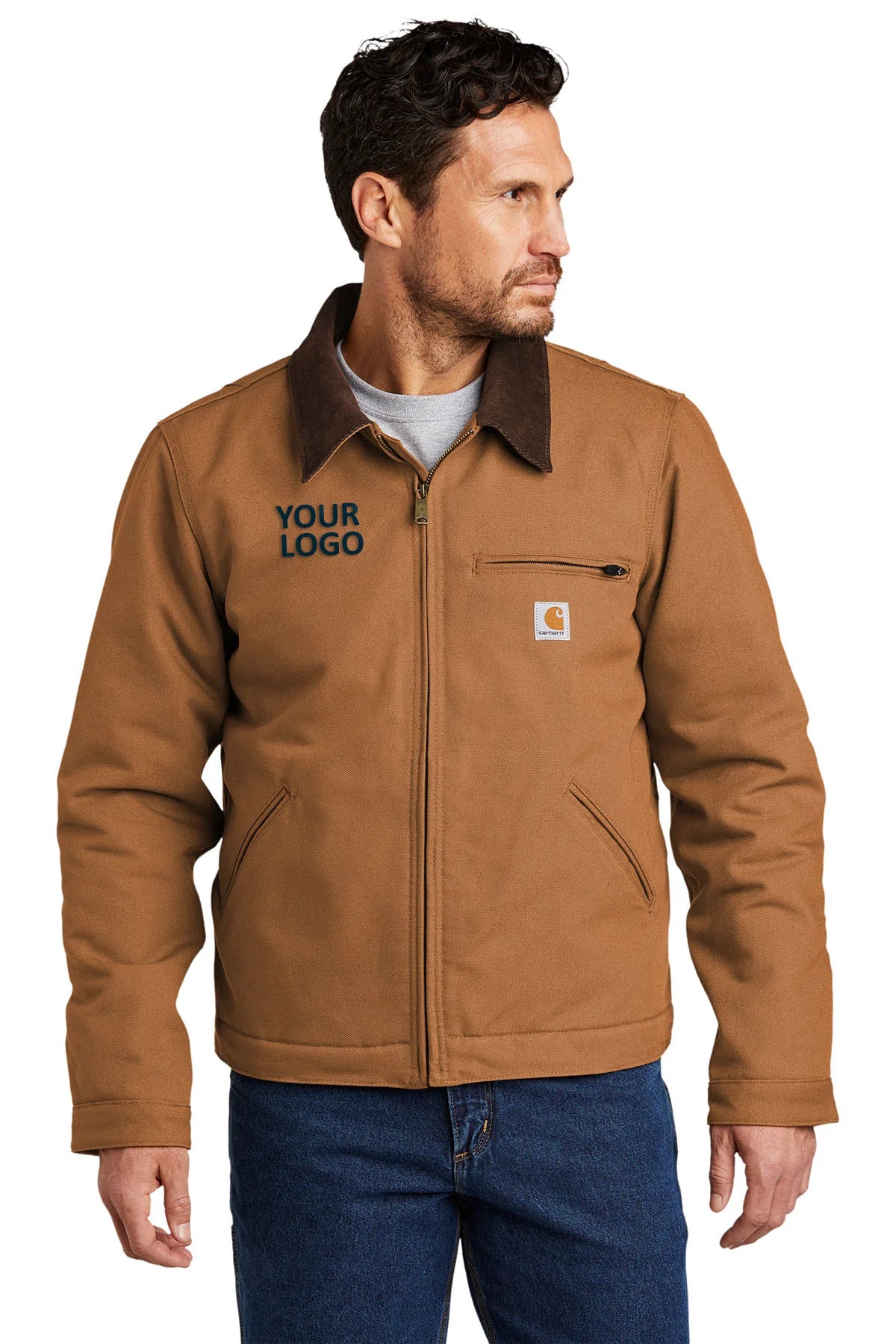 Comfortable Men's ParkasCarhartt Tall Duck Detroit Branded Jackets, Carhartt Brown