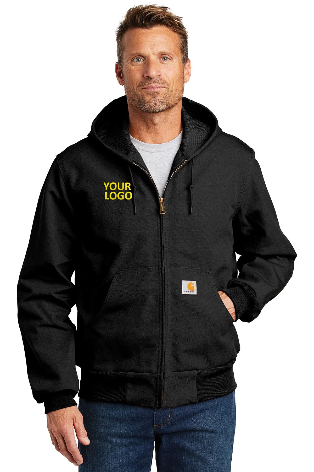 Men's Coats for WorkCarhartt Tall Thermal-Lined Duck Custom Jackets, Black