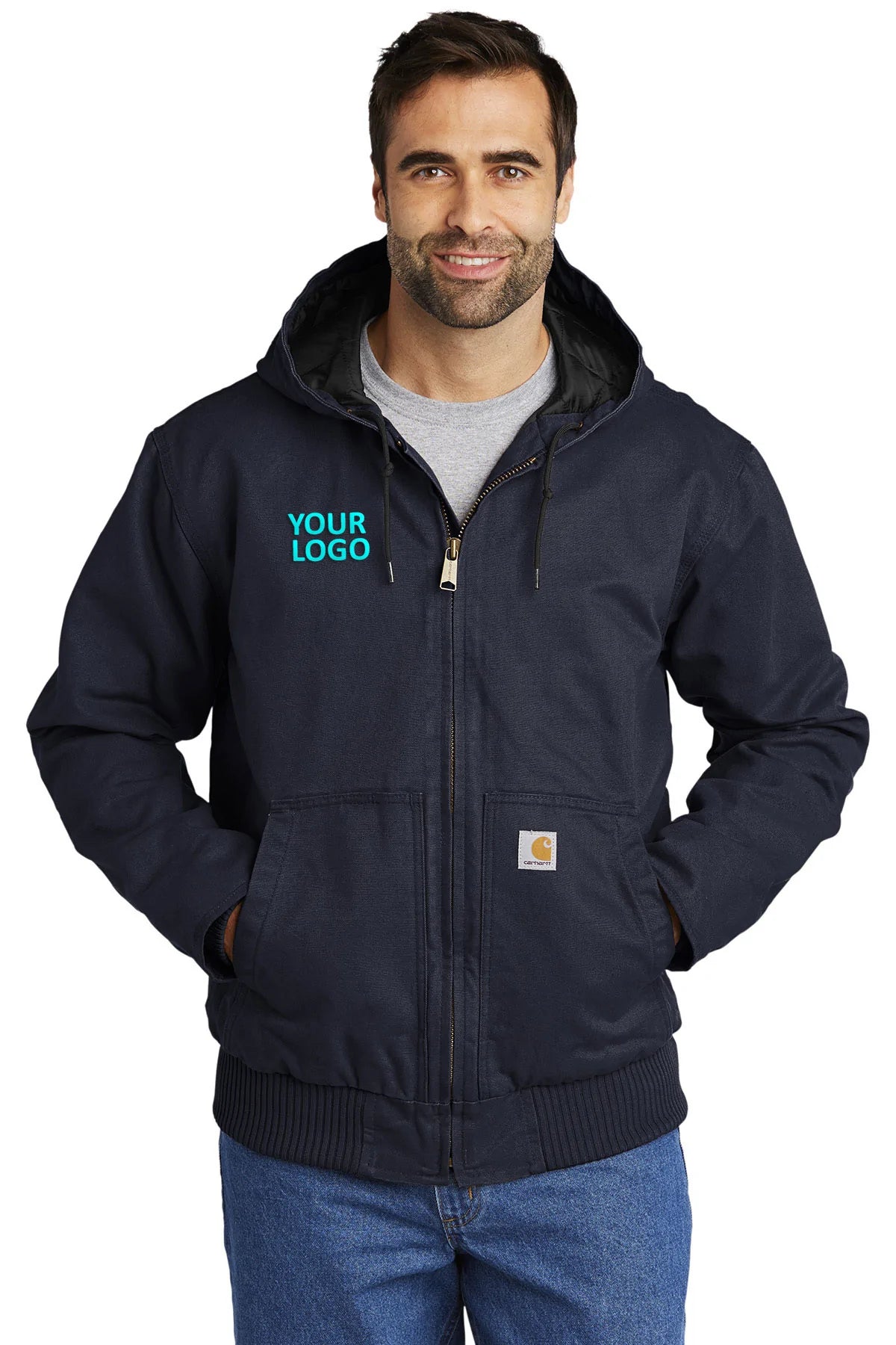 Men's Coats with Adjustable HemsCarhartt Tall Washed Duck Custom Jackets, Navy