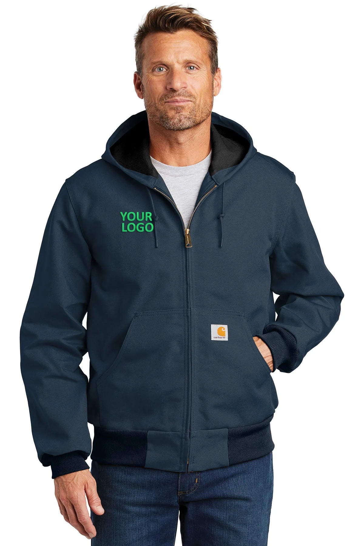 Men's Coats with Quilted LiningCarhartt Thermal-Lined Duck Custom Jackets, Dark Navy