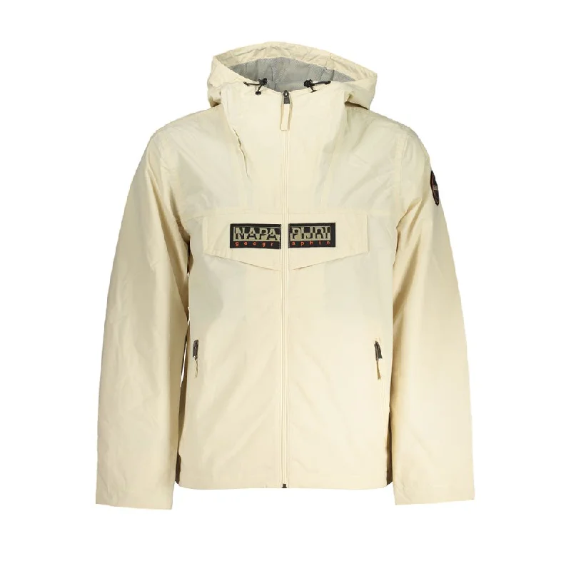 Men's Coats with Water-Repellent FabricChic Beige Hooded Sports Jacket