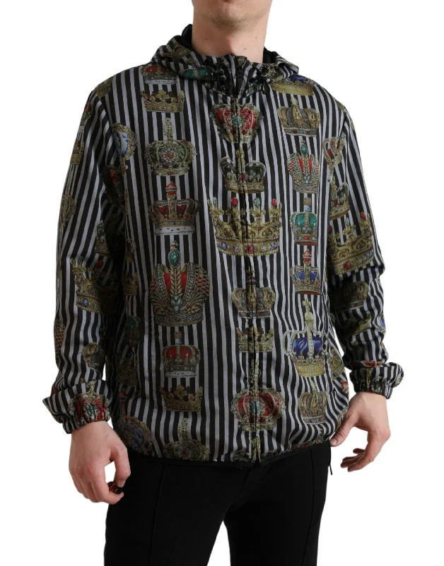 Men's Coats with Hidden PocketsChic Black & White Hooded Tech Jacket