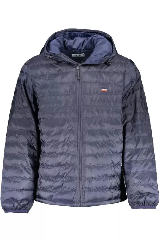 Men's Coats for Winter SportsBlue Polyester Men Jacket