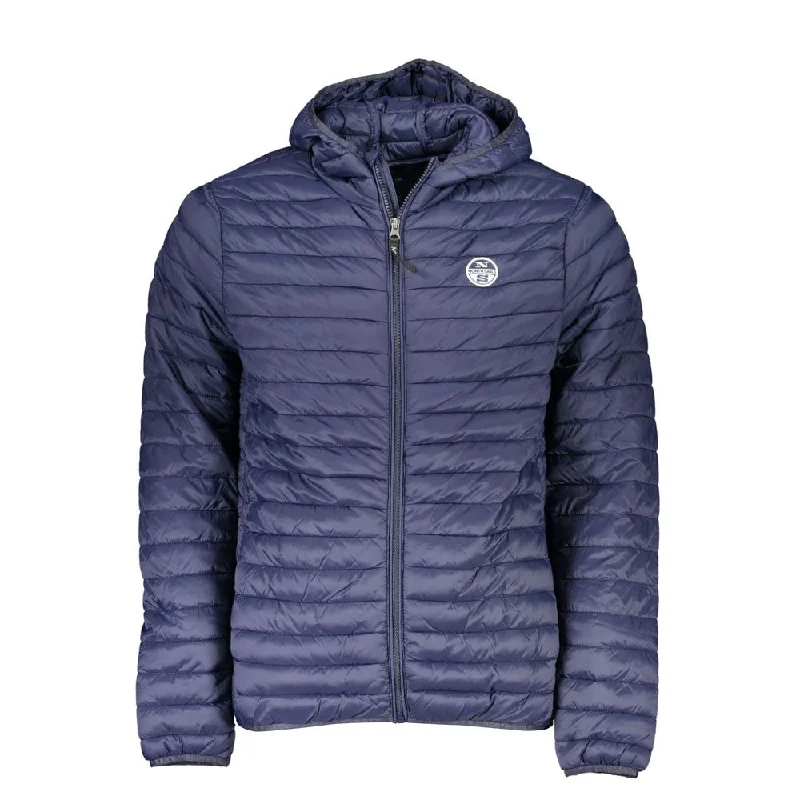 Waterproof Men's ParkasBlue Polyamide Men Jacket