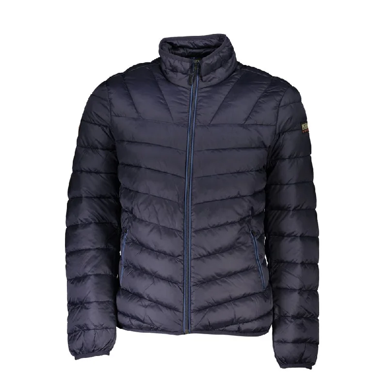 Men's Coats with Quilted LiningBlue Polyamide Men Jacket
