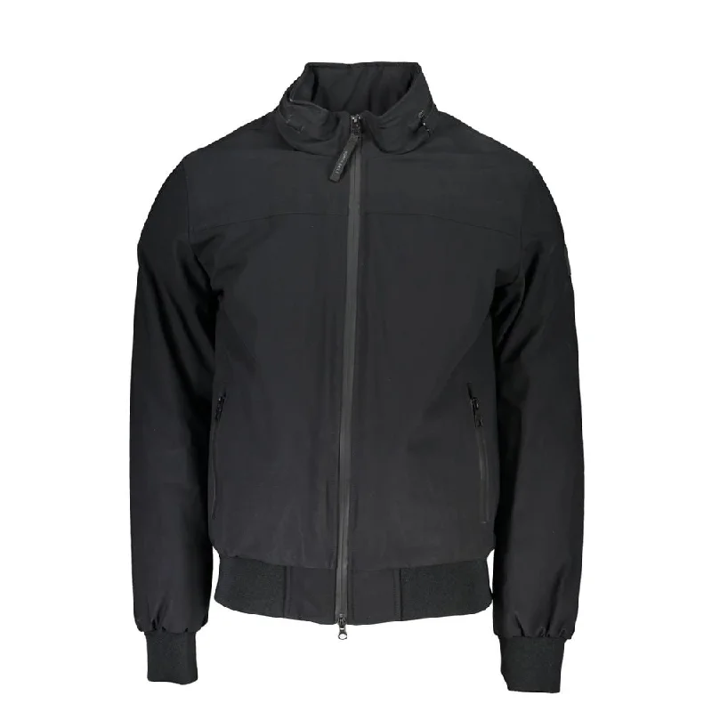 Men's Coats for Short MenBlack Polyamide Men Jacket
