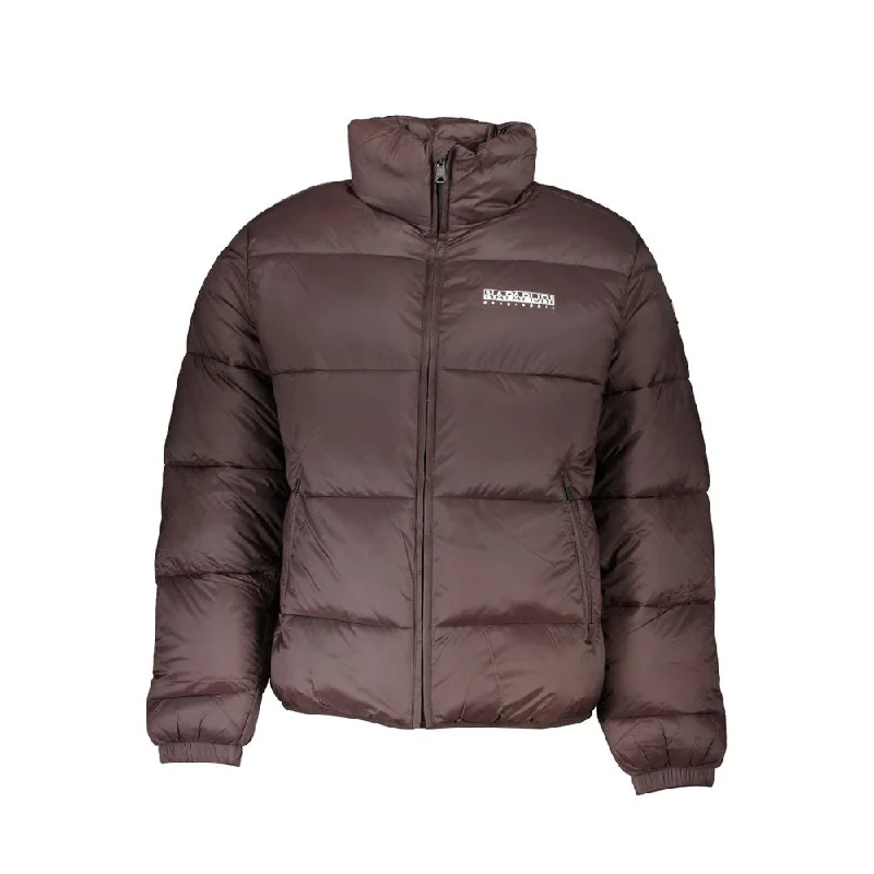 Men's Coats with Belted WaistsBrown Polyamide Men Jacket