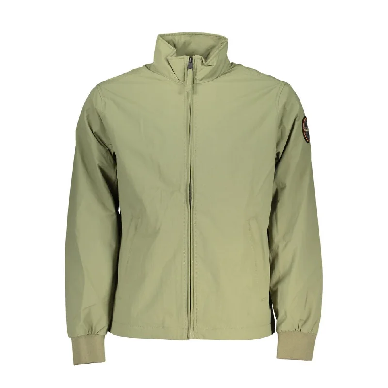 Men's Coats with LiningChic Waterproof Green Jacket With Contrast Accents