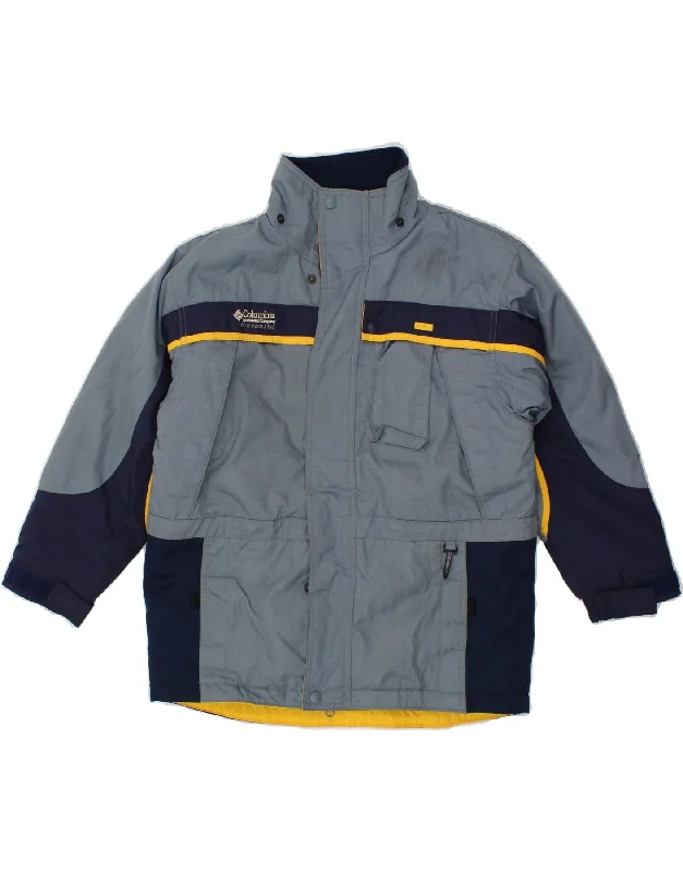 Stylish Men's Biker JacketsCOLUMBIA Boys Windbreaker Jacket 10-11 Years Blue Colourblock Nylon