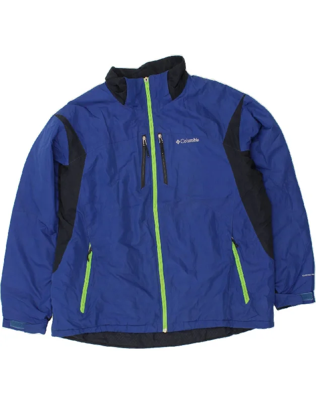 Warm Men's Down JacketsCOLUMBIA Mens Windbreaker Jacket UK 44 2XL Blue Colourblock Polyester