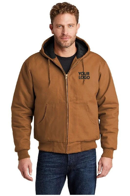 Men's Coats with Military InfluenceCornerStone Tall Duck Cloth Hooded Work Jacket, Duck Brown