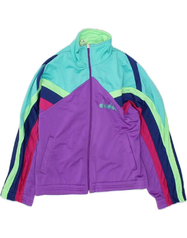 Men's Coats with Contrast StitchingDIADORA Boys Tracksuit Top Jacket 11-12 Years Purple Colourblock Polyester