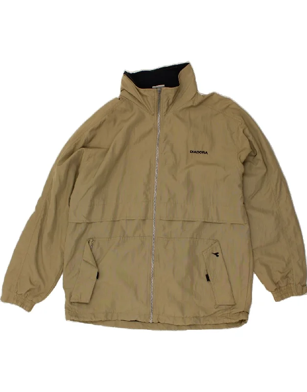 Functional Men's Ski JacketsDIADORA Mens Loose Fit Hooded Rain Jacket UK 38 Medium Beige Polyamide