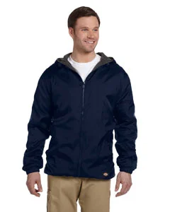 Men's Coats with Belted WaistsDickies Fleece-Lined Hooded Nylon Jacket 33237 Dark Navy