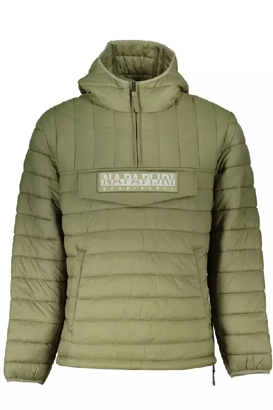 Classic Men's Trench CoatsGreen Polyamide Men Jacket