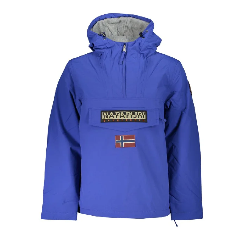 Men's Coats with Quick-Dry FabricBlue Polyamide Men Jacket