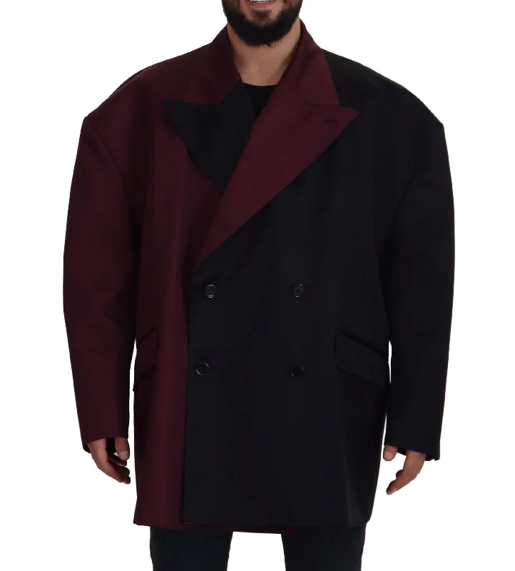 Men's Coats Made in ItalyElegant Bordeaux Double-breasted Jacket
