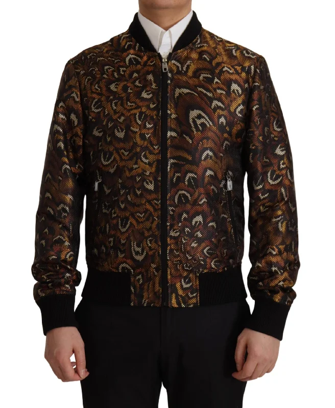 Unique Men's Flight JacketsElegant Brown Blouson Jacket
