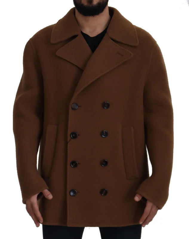 Men's Coats for WalkingElegant Double Breasted Brown Jacket