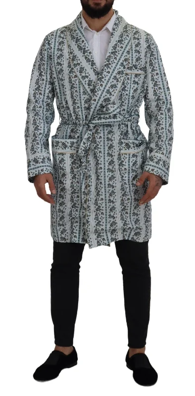 Men's Coats with VentilationElegant Floral Cotton Jacket Robe