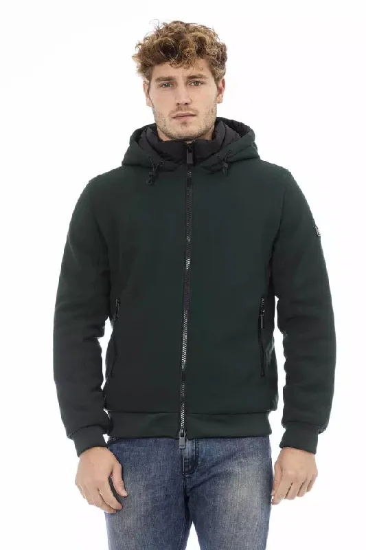 Stylish Men's Biker JacketsGreen Polyester Men Jacket