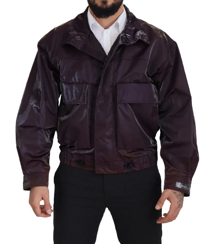 Men's Coats with PocketsElegant Purple Biker Jacket
