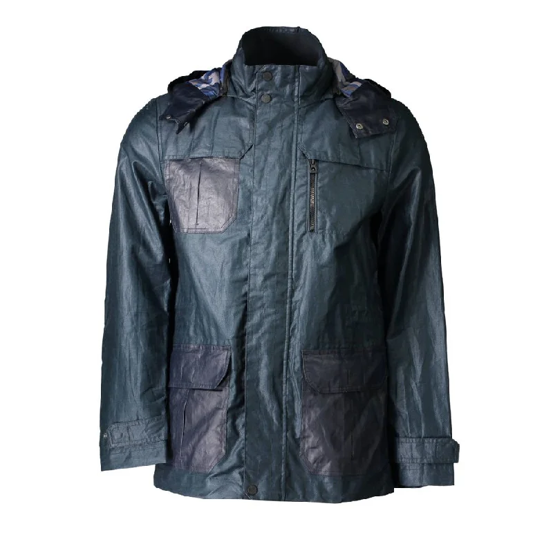 Men's Coats with Multi-Pocket DesignGreen Polyester Jacket