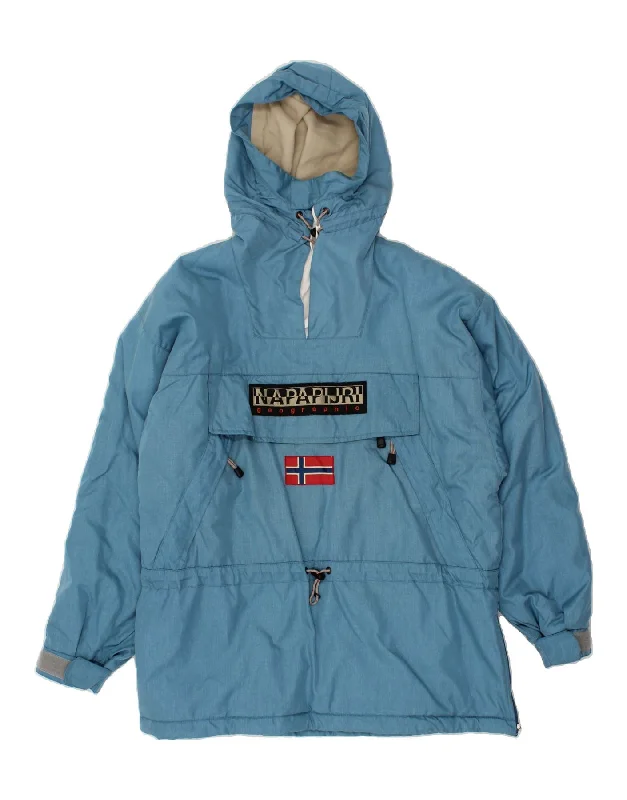 Men's Coats with Multi-Pocket DesignNAPAPIJRI Mens Hooded Graphic Anorak Jacket UK 40 Large Blue Polyamide
