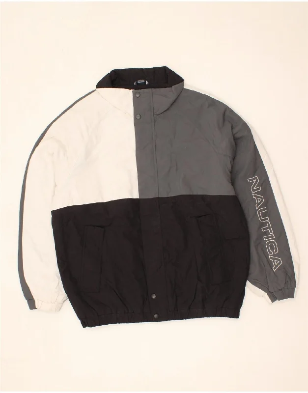 Best Men's Leather CoatsNAUTICA Mens Graphic Bomber Jacket UK 40 Large Grey Colourblock Polyester