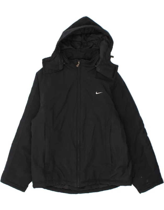 Lightweight Men's WindbreakersNIKE Mens Graphic Hooded Windbreaker Jacket UK 36/38 Small Black Polyester