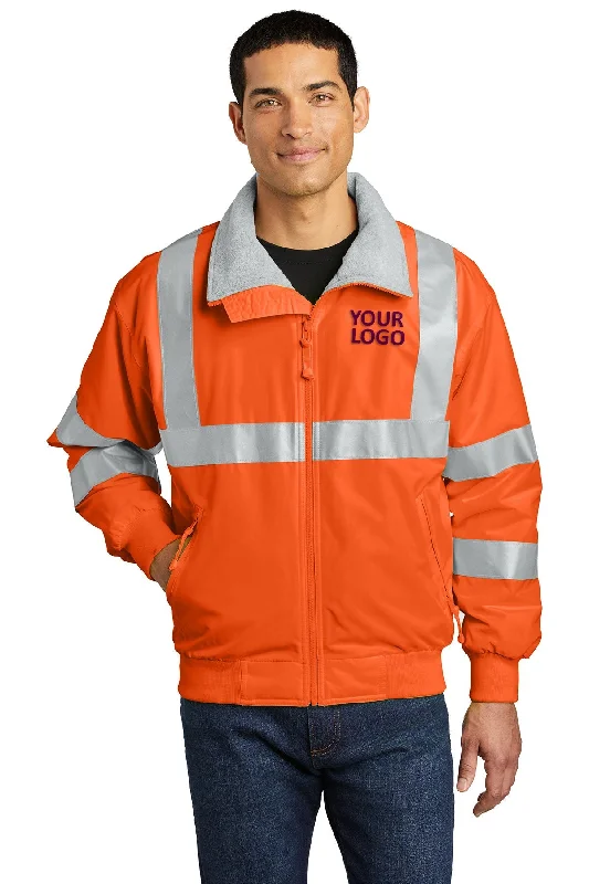 Men's Coats for Mild WeatherPort Authority Enhanced Visibility Branded Challenger Branded Jackets with Reflective Taping, Safety Orange/ Reflective