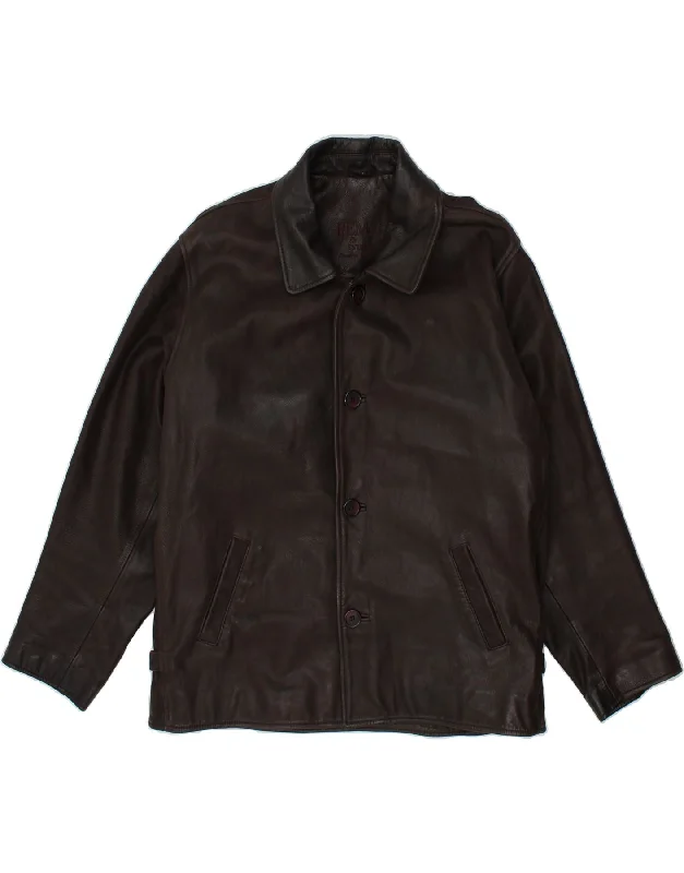 Lightweight Men's WindbreakersREMUS Mens Leather Jacket IT 42 XL Brown Leather
