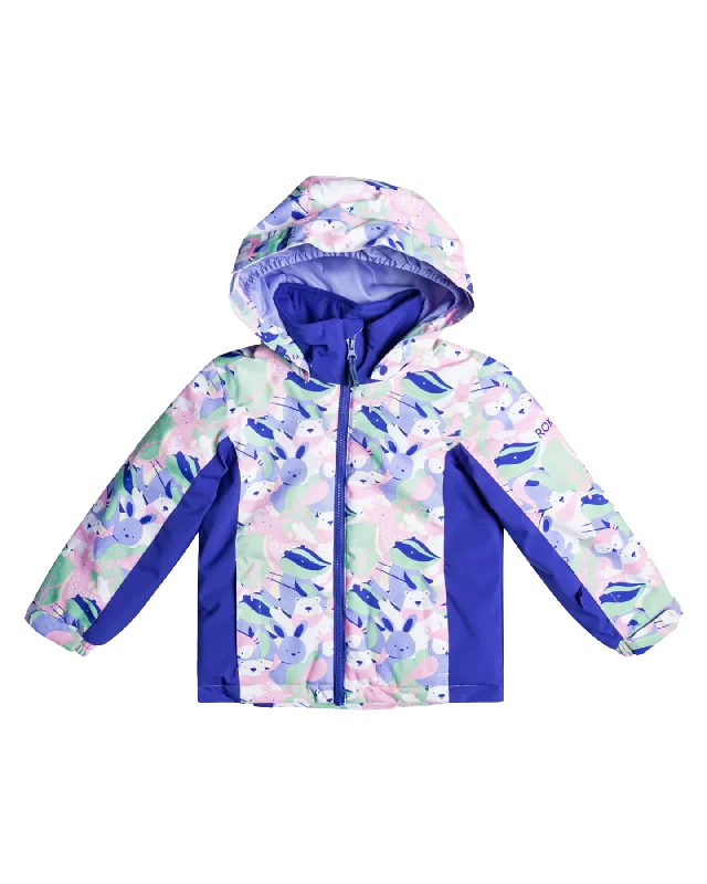Men's Coats with Contrast StitchingRoxy Girls' 2-7 Snowy Tale Technical Snow Jacket - Bright White / Mountains Locals