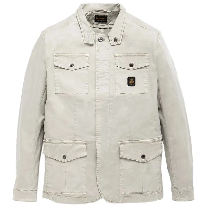 Men's Coats for All SeasonsSleek Beige Four-pocket Cotton Jacket
