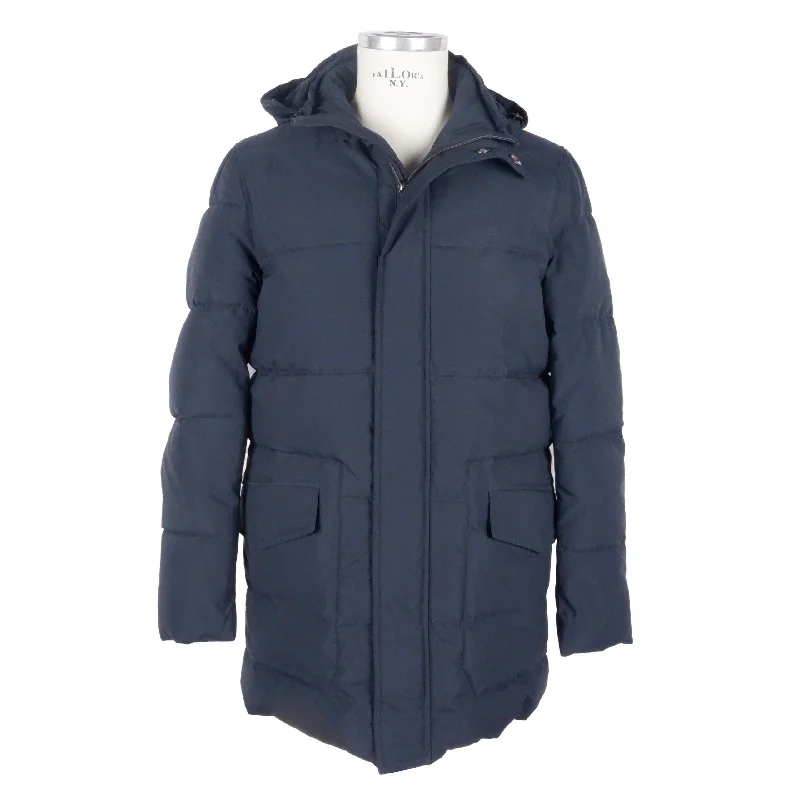 Men's Coats with ZippersSleek Blue Men's Hooded Jacket