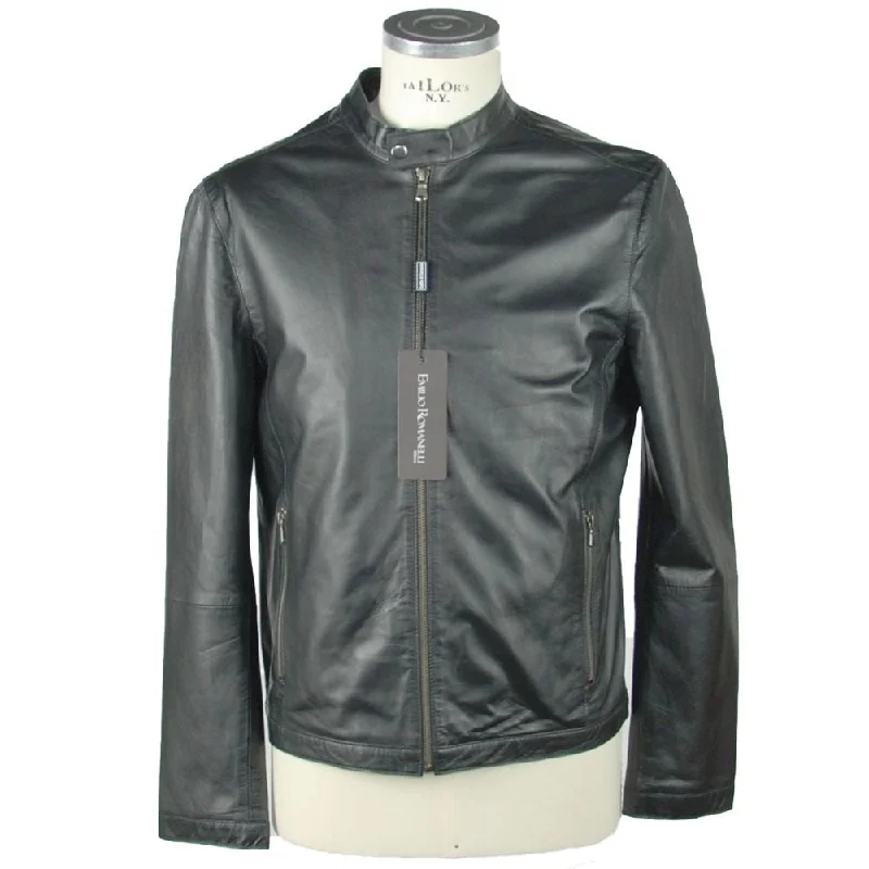 Men's Coats for Big and TallSleek Leather Black Jacket
